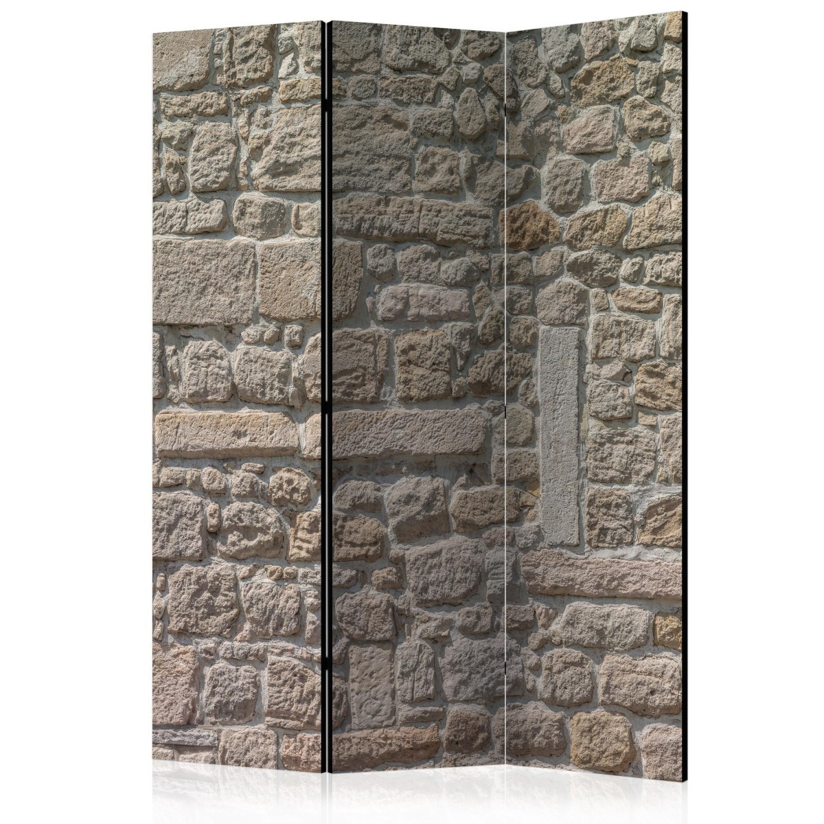 Paravent 3 volets Stone Temple en bois et toile tendue premium