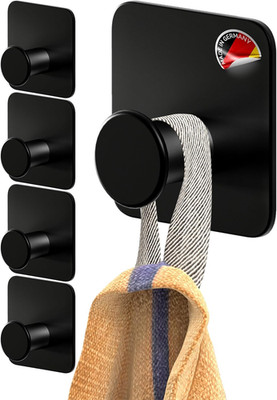 4Smile Handtuchhalter Ohne Bohren - 5 Stück Handtuchhaken Bad, Schwarze Klebehak