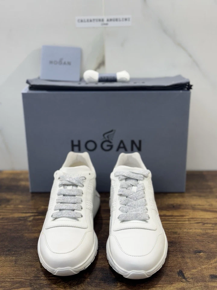 Hogan Interactive 3 Sneaker Pelle Bianca Argento Casual Hogan Donna 37.5 - Immagine 2 di 4