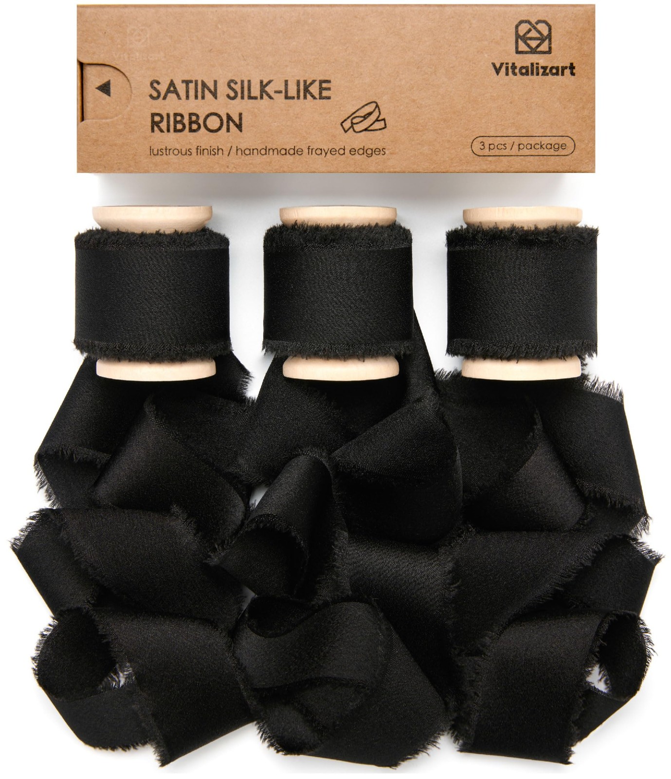 Ruban de satin à franges noir 2.5 cm mercerie ruban tissu fait main scrapbooking