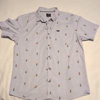Rip Curl Men's XL Light Blue Hawaiian Hula Breach Short Sleeve Button-Up Shirt
