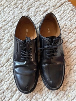 Dior Carlo Glossy Black Leather Derby Shoes