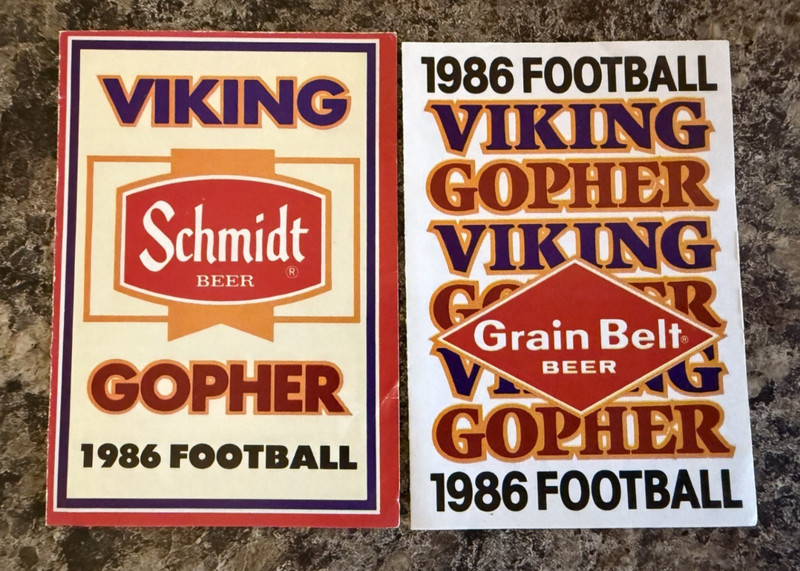 Minnesota Vikings Gophers NFL College Football Schedule 1986