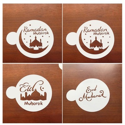  3 Sätze Kunststoff Kaffee Dekorieren Schablonen Eid Mubarak Ramadan Kunststoff