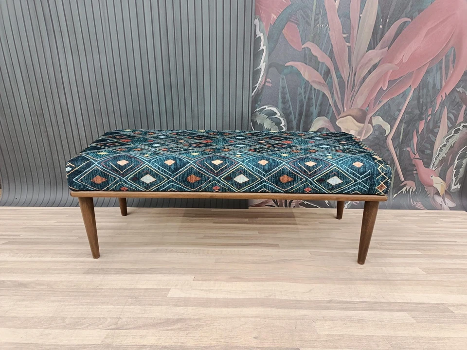 Pouffy bench, Piano Bench, Sitting bench, upholstered bench, Wood work bench - Image 4 of 4