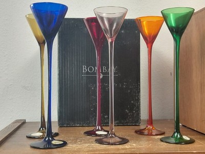 Vintage Bombay La Grande Glass Stem Cordial Glasses 6 Ct 10  Tall New NIB NOS