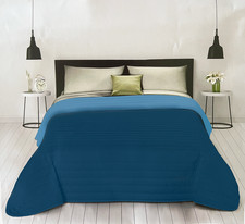 Trapuntino Coperta Copriletto SIngolo 1 Piazza Blu Bicolore 170x260 cm
