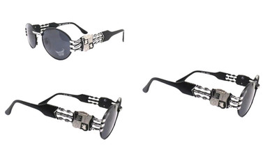 Sonnenbrille Herren 90er Vintage Metall Damen Silber Schwarz Grau CUSTOM