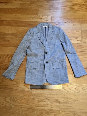 Cat & Jack Boys' Grey Chambray 2-Button Blazer Sport Coat Suit Jacket Size 12
