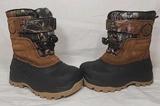 Ozark Trail Lined Brown Camo Snow Duck Boots Kids Sz 8 Hook Loop Closure