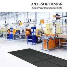 Black 2PCs Rubber Hex Mat 35" x 23" for High Traffic Areas - Oil/Water Resistant