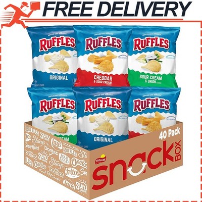Ruffles Potato Chips Variety Pack, 40 Count 1 oz each