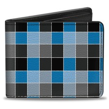 Bi-Fold Wallet Checker Mosaic Blue