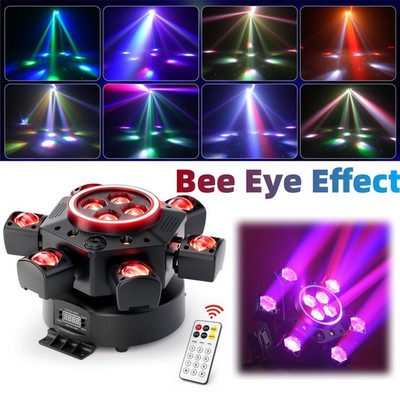 200W Professional 6-Arm LED Moving Head Light Sound Active, Remote & DMX Control