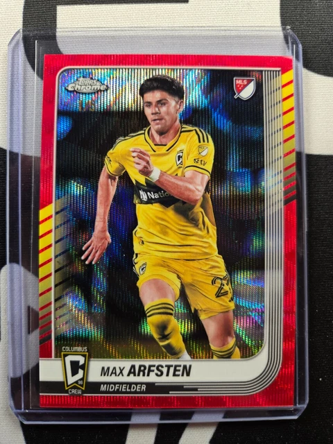 2025 Topps Chrome MLS Max Arfsten #147 Red Wave Refractor 1/5 COLUMBUS CREW