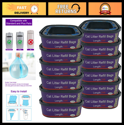 12 Pack Cat Litter Refill Bags for Genie Standard & Plus Pails - Eco-Friendly, D