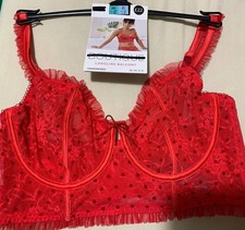 M&S BOUTIQUE ANNA LACE UNDERWIRED NON PADDED LONGLINE BALCONY BRA In RED 36C