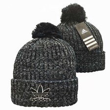 Adidas Winter Knit Pom Winter Beanie Hat Acrylic Warm Unisex Adult - Black/White