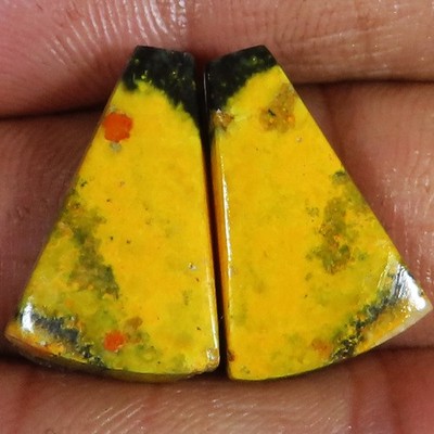 (13X21X4 MM) 21.15 Carat. NATURAL BUMBLE BEE JASPER PAIR CABOCHON LOOSE GEMSTONE