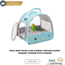Small Bird Travel Cage Carrier, Portable Parrot Parakeet Carrier with Standing