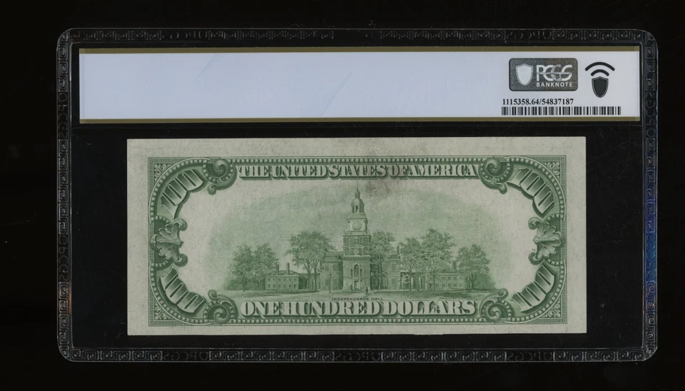 DBR 1934 $100 DGS FRN Chicago Fr. 2152-Gdgs PCGS-B 64 PPQ Serial G01763817A - Image 2 of 2