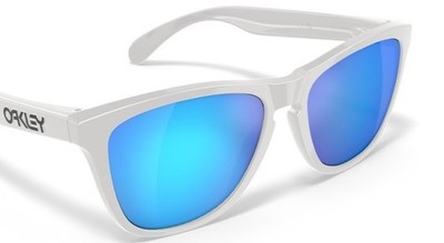 Oakley Frogskins   WEISS glänzend + Sapphire Gläser Original Sonnenbrille