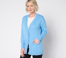 Isaac Mizrahi Live Women's Top Plus Sz Sweater 2X Essentials Blue A664018