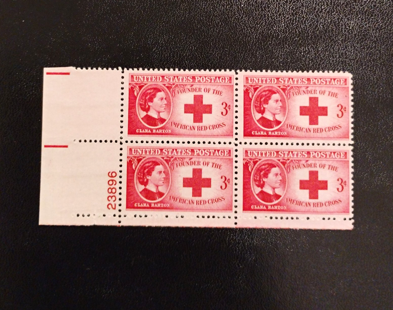 United States Red Cross 3¢ Red Plate Block of 4 Unused #23896