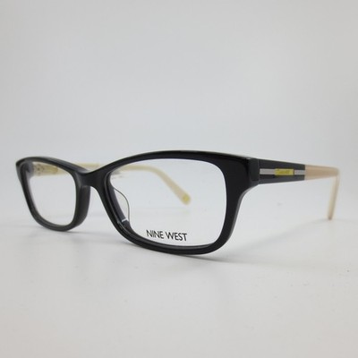Nine West NW5134 001 Black Cream Rectangular Eyeglasses Frames 52-16-135 NEW