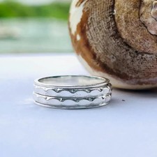 925 Sterling Silver Ring, Double band , Spinner Band Ring, Designer Rin All Size