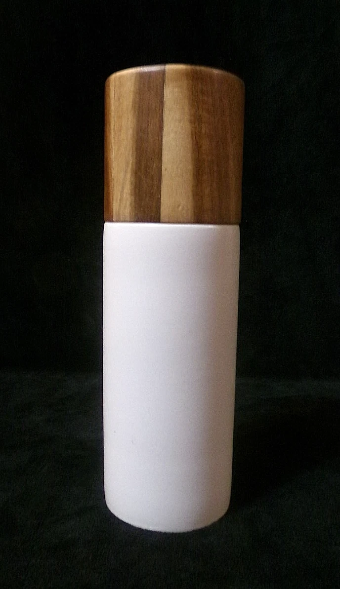 NWOT CERAMIC and ACACIA WOOD SALT/PEPPER GRINDER