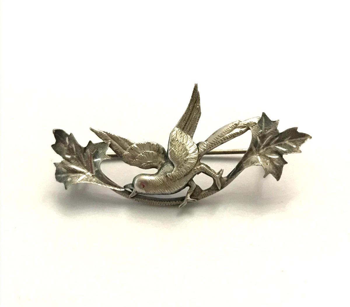 Superbe Broche Vintage En Métal Argenté - Occasion