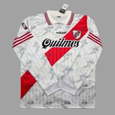 Vintage 1996/1997 River Plate Retro Long Sleeve Red and White Kit | Size L
