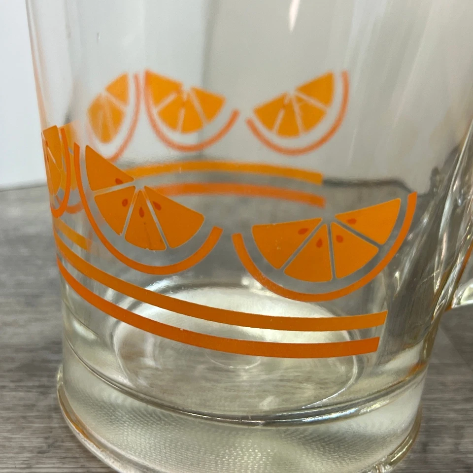 复古 20 世纪 50 年代 Caisa 橙色切片玻璃水罐 8.5 英寸复古厨房果汁饮料 — 第 2/4 张图片