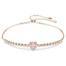 Swarovski One bracelet Heart, Pink, 18k rose gold plated