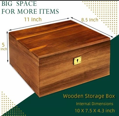 Wood Box Large Decorative Wooden Storage Box With Hinged Lid And Locking Key Pre