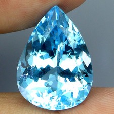Pear Cut Natural Top Swiss Blue Topaz Africa 18.92 Ct 20x14mm Gemstone Full Fire