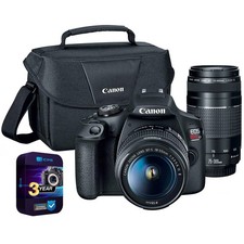 Canon EOS Rebel T7 DSLR with EF18-55mm EF 75-300mm Zoom Kit 3 Year Warranty