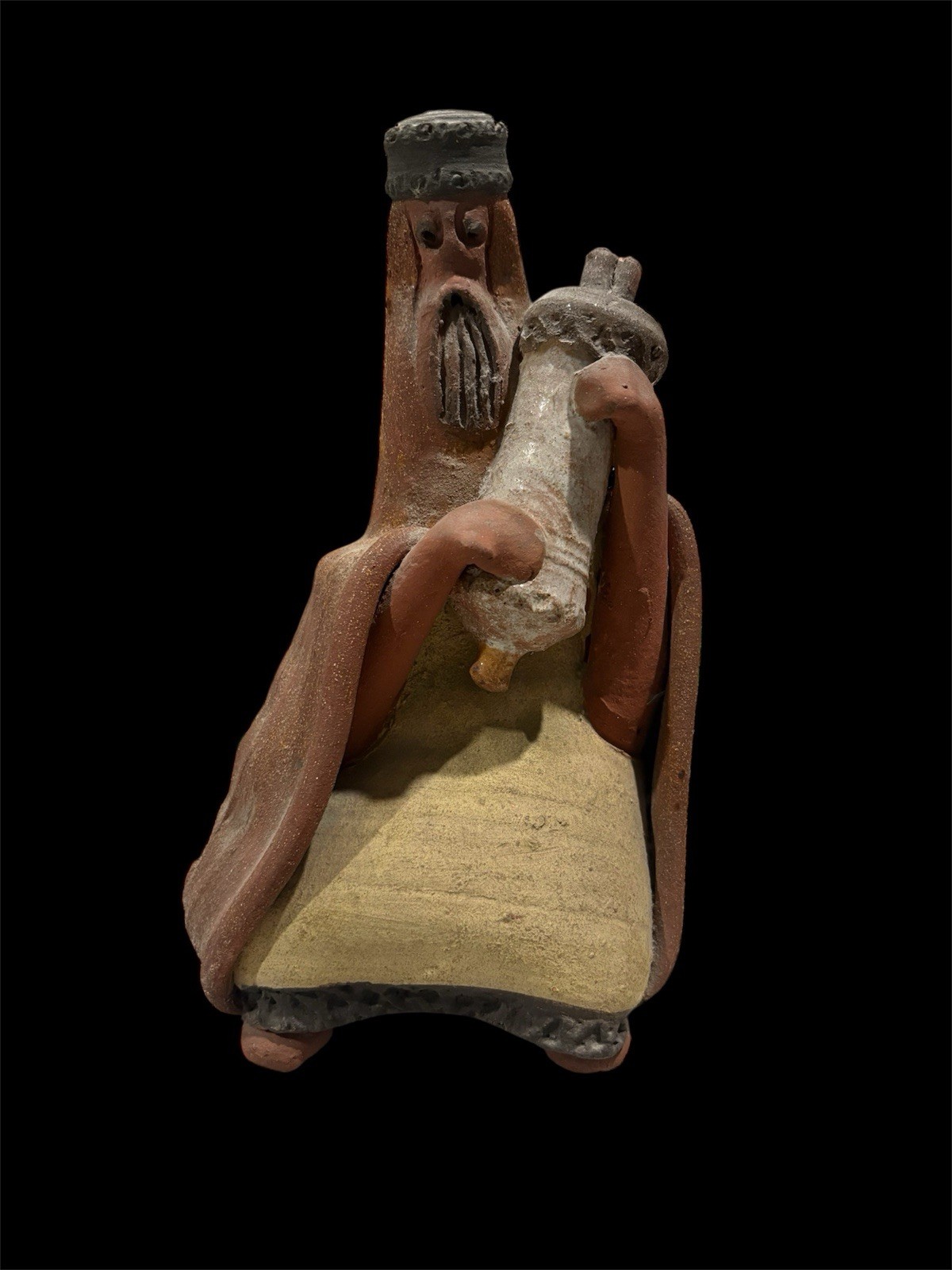 Pottery Robe Handmade Israeli Pottery Rabbi Figurine w/ Torah Scroll – Signed Israel ...