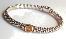 LAGOS CAVIAR Sterling Silver 18K Y Gold Rittenhouse Citrine Link Bracelet 6 3/4