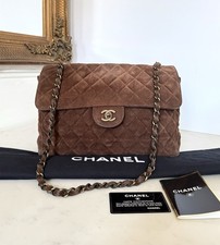 Chanel Single Classic Jumbo Flap Bag Brown Su...