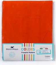 Coppia federe Cuscini letto 100 %Cotone 50x90 cm Arancio - Colors Blanco Raya