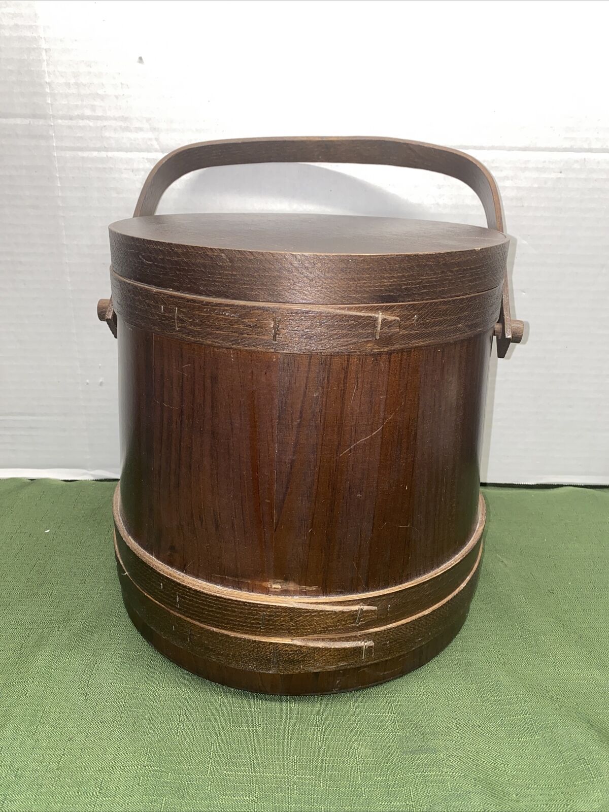 Vintage Large Firkin Wooden Sugar Bucket Pail Baskerville Pitney Vermont