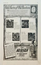 1937 Old Mr Boston Straight Whiskey Vintage Ad Smokers Haven First Hot Dogs