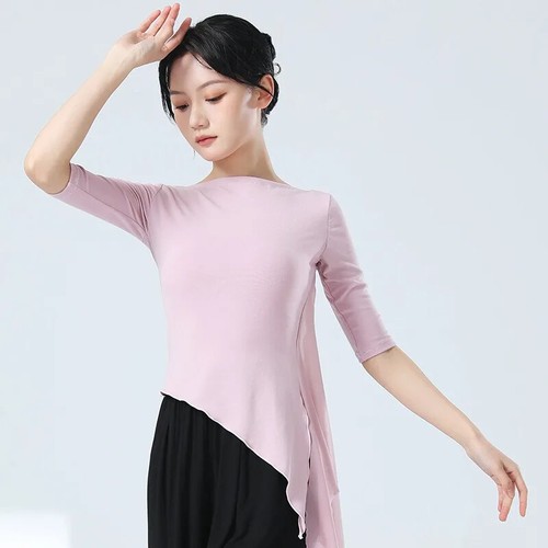 Classical Dance Practice Clothes Finger Sleeve Side Split Tulle Chinese Style - Picture 11 of 36
