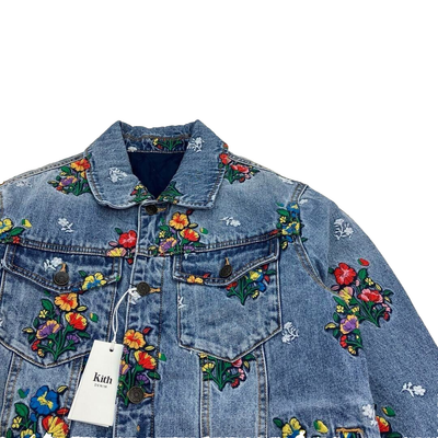 Ultra Rare Model Kiss Floral Embroidered Denim Jacket M size