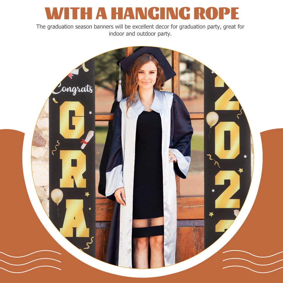 Banner de fiesta de graduación 2024 graduados parejas graduación temática puerta pancarta Foto 4 de 4