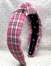 Lele Sadoughi Plaid Knotted Headband strawberry madras Pink