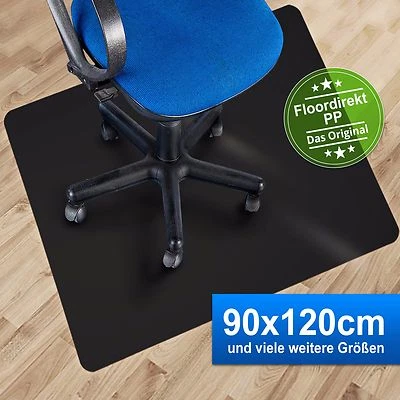 Bodenschutzmatte 90x120cm für Hartböden Farbe: schwarz | Bürostuhlunterlage