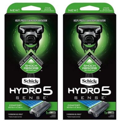 Schick Hydro 5 Sense Sensitive Skin Razor - 1 Handle with 1 Cartridge (2 Pack)